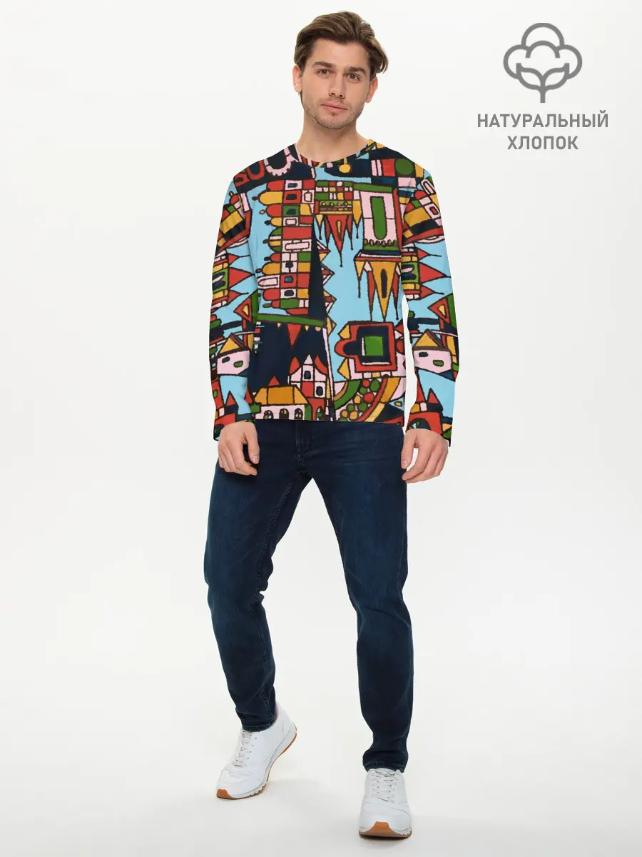 Мужской лонгслив базовый / Рождество в Праге (P007_P004ooo3030779, P004ooo3030779)