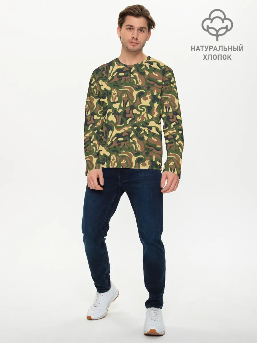 Мужской лонгслив базовый / Коты и Кошки (P007_P004ooo3031265, P004ooo3031265)