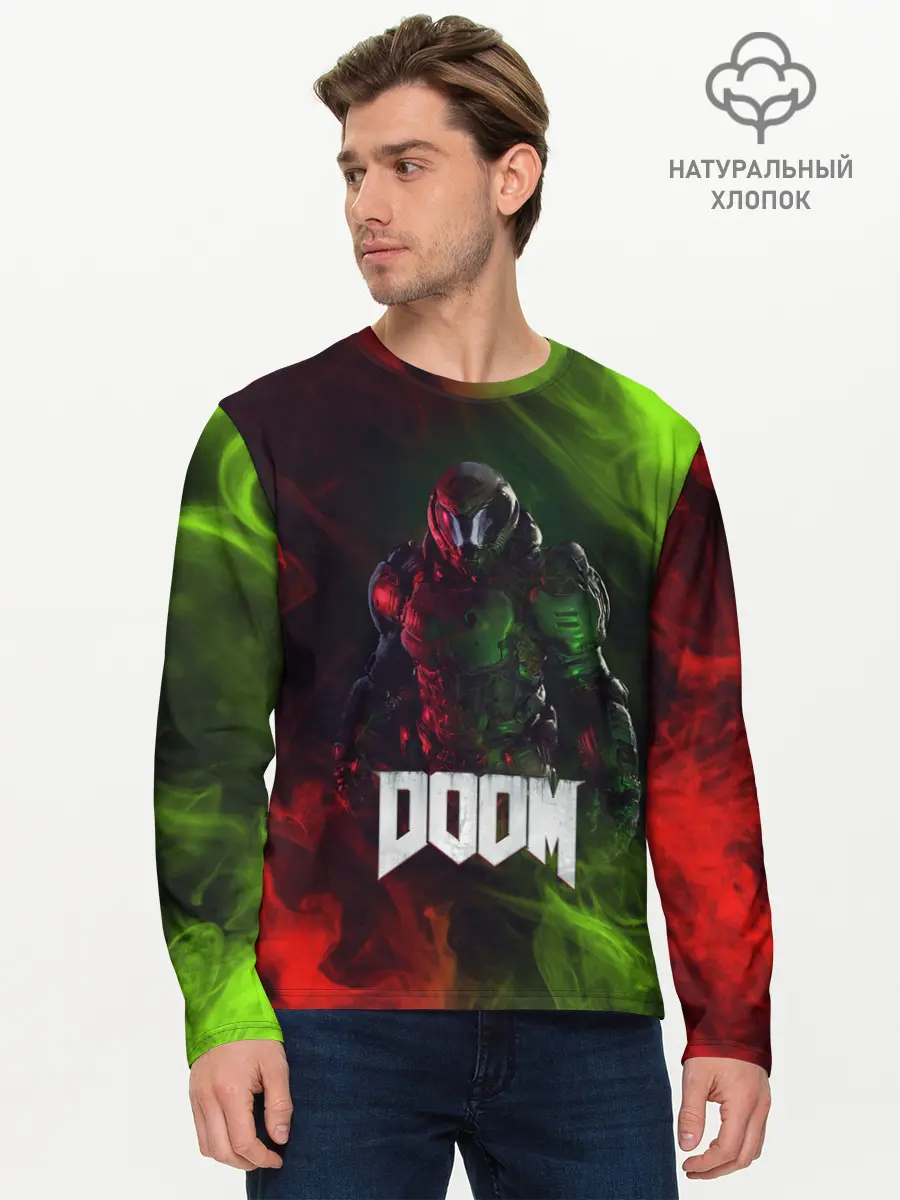 Мужской лонгслив базовый / Doomguy | Doom (P007_P004ooo3033589, P004ooo3033589)