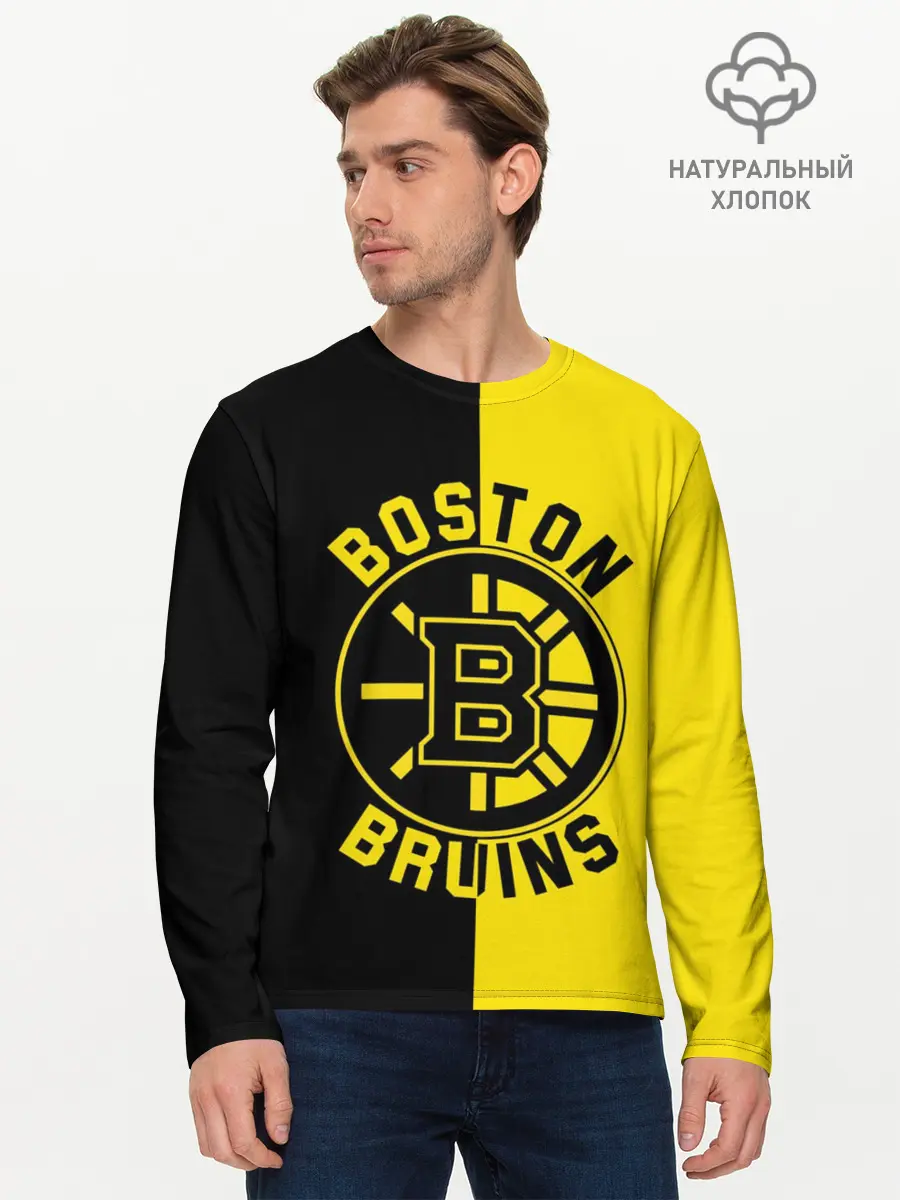 Мужской лонгслив базовый / Boston Bruins, Бостон Брюинз (P007_P004ooo3035075, P004ooo3035075)