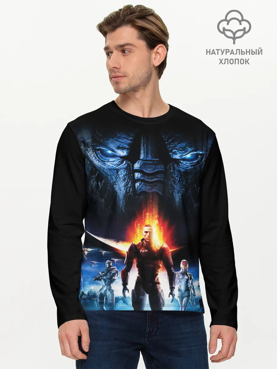 Мужской лонгслив базовый / MASS EFFECT N7 КАПИТАН ШЕПАРД (P007_P004ooo3034933, P004ooo3034933)