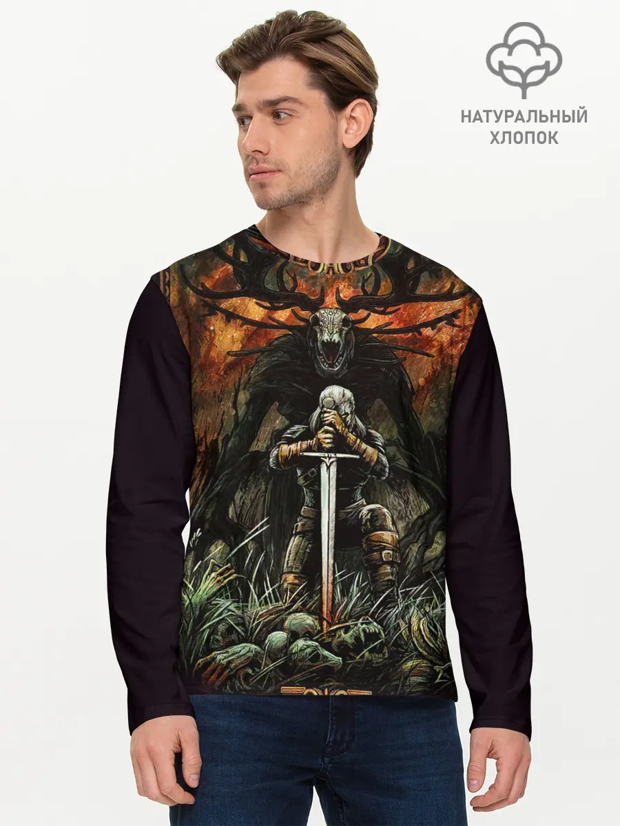 Мужской лонгслив базовый / ВЕДЬМАК И МОНСТР (P007_P004ooo3034939, P004ooo3034939)