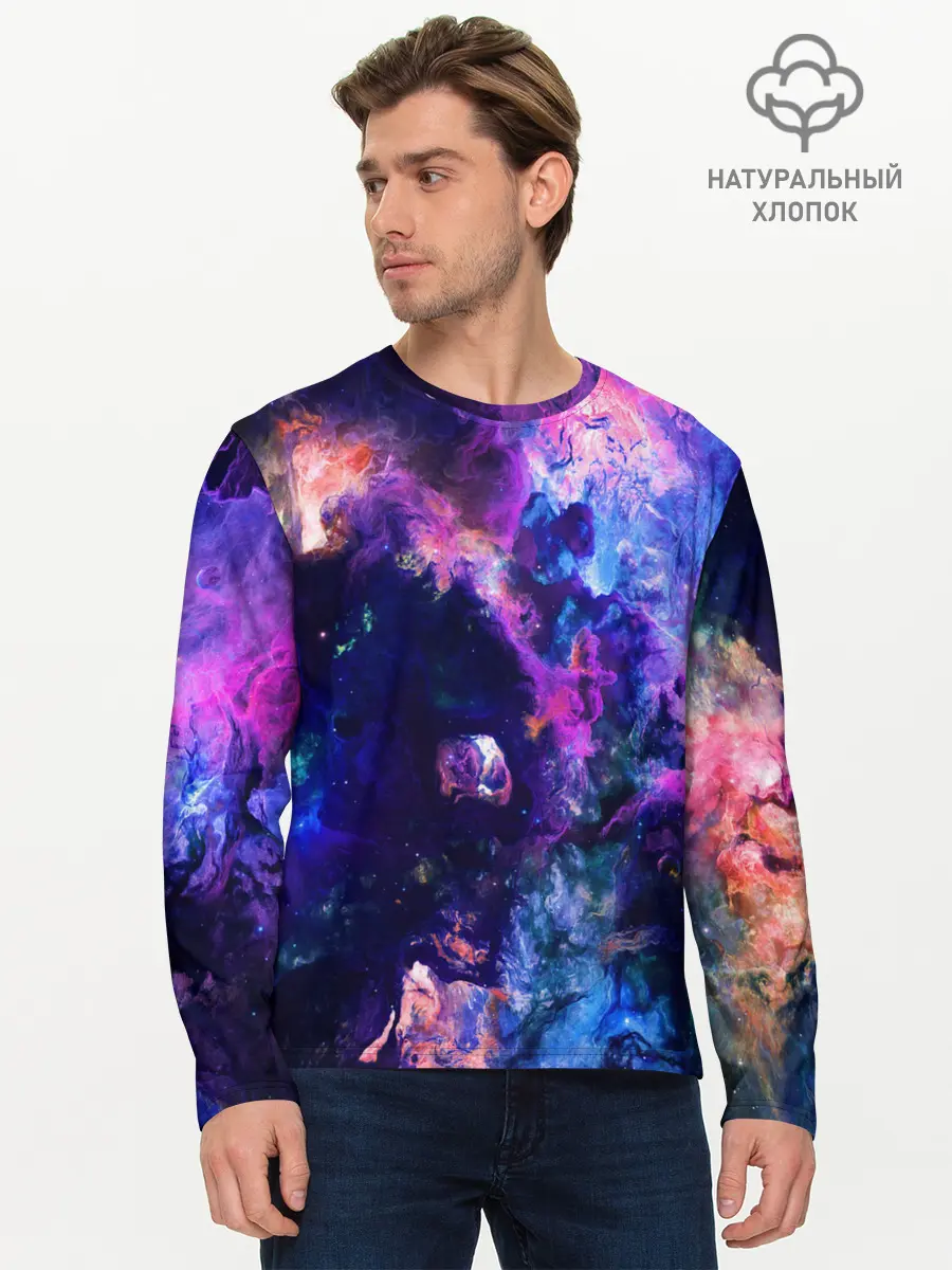Мужской лонгслив базовый / НЕОНОВЫЕ КОСМОС / NEON SPACE (P007_P004ooo3036335, P004ooo3036335)