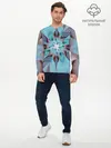 Мужской лонгслив базовый / Абстрактный цветок. Голубой. (P007_P004ooo3036821, P004ooo3036821)