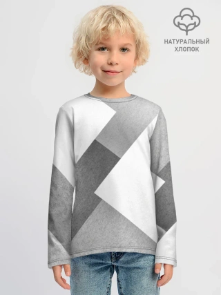 Детский лонгслив хлопок / Серые квадраты