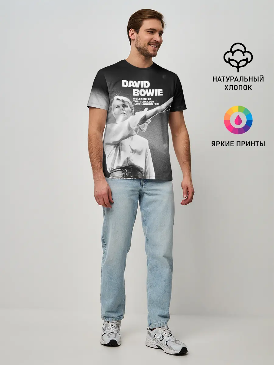 Мужская базовая футболка / Welcome to the Blackout - David Bowie