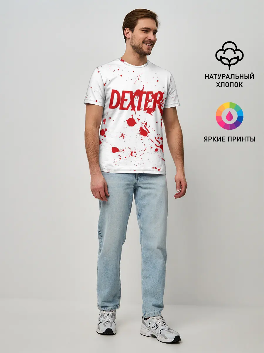 Мужская базовая футболка / Dexter logo Декстер брызги крови