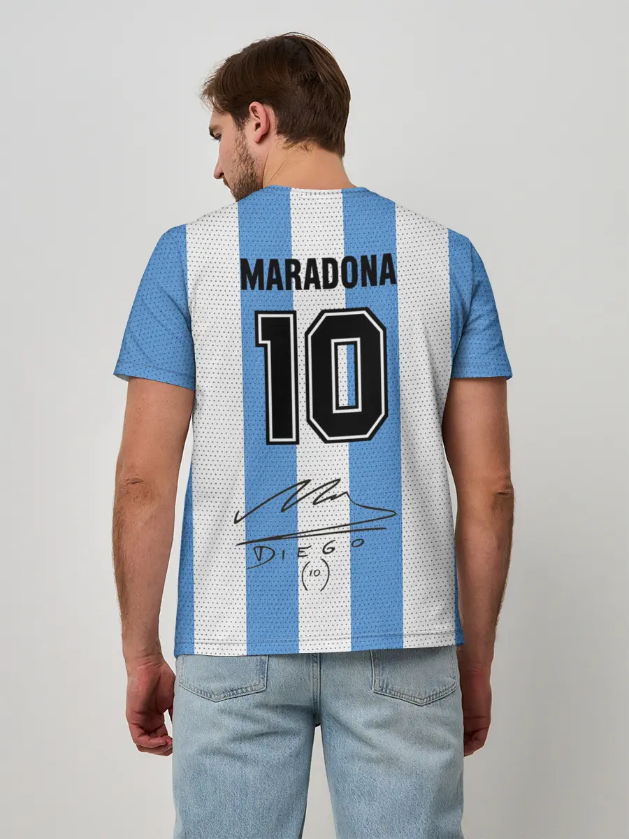 Мужская базовая футболка / Джерси Марадоны с автографом