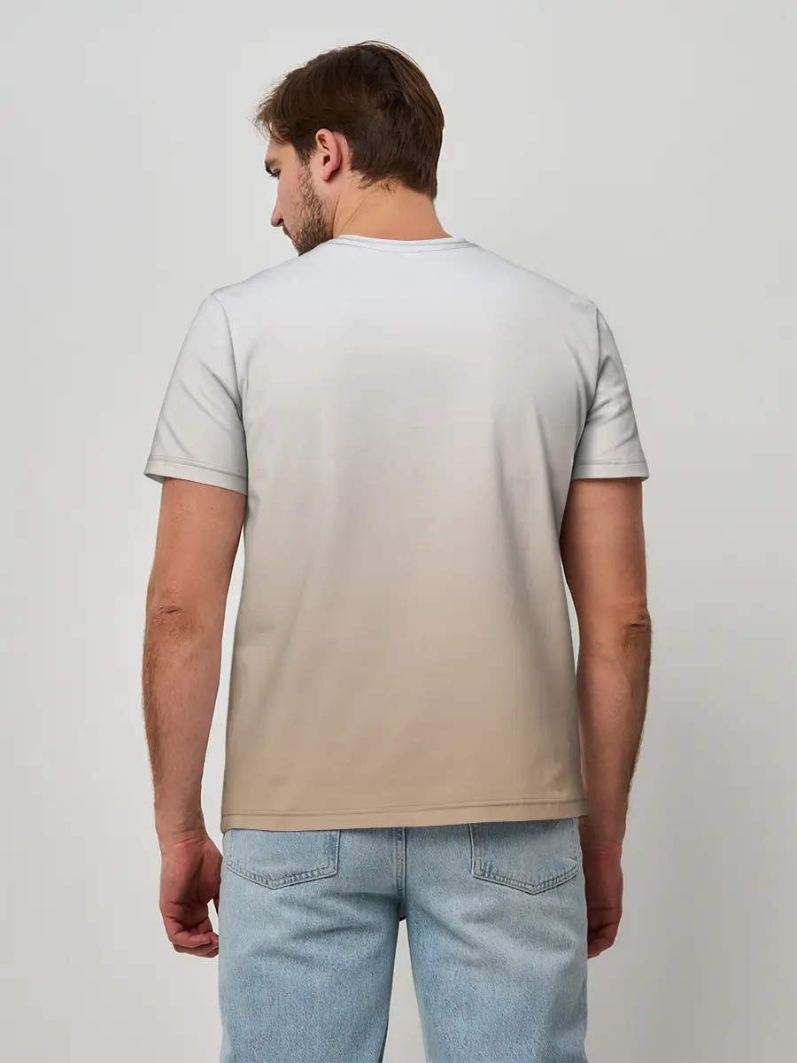 Мужская базовая футболка / бело-рыжий котенок реализм