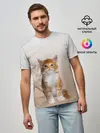 Мужская базовая футболка / бело-рыжий котенок реализм