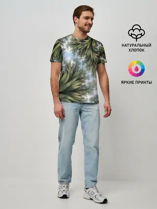 Мужская базовая футболка / Зеленые листья