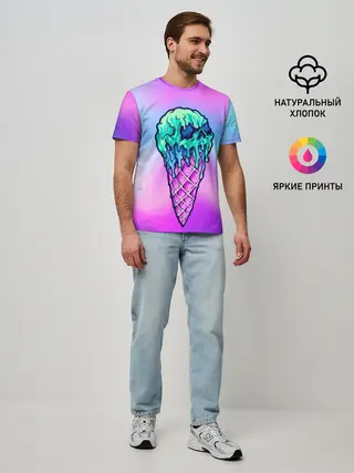 Мужская базовая футболка / Мороженое | Ice Scream | Череп