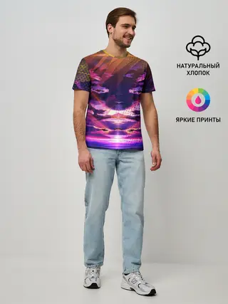 Мужская базовая футболка / Закат. Облака