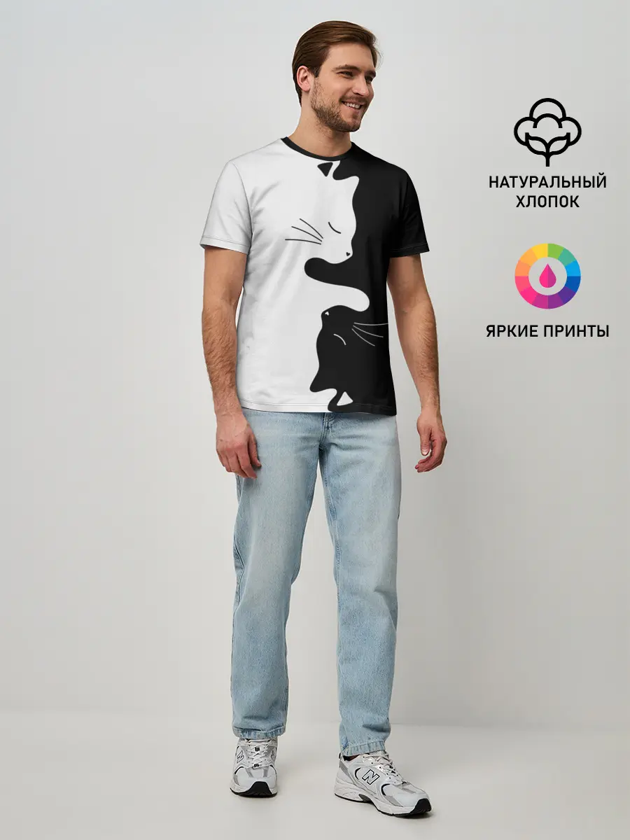 Мужская базовая футболка / Коты инь янь