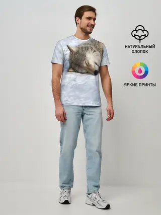 Мужская базовая футболка / Спящий Волк