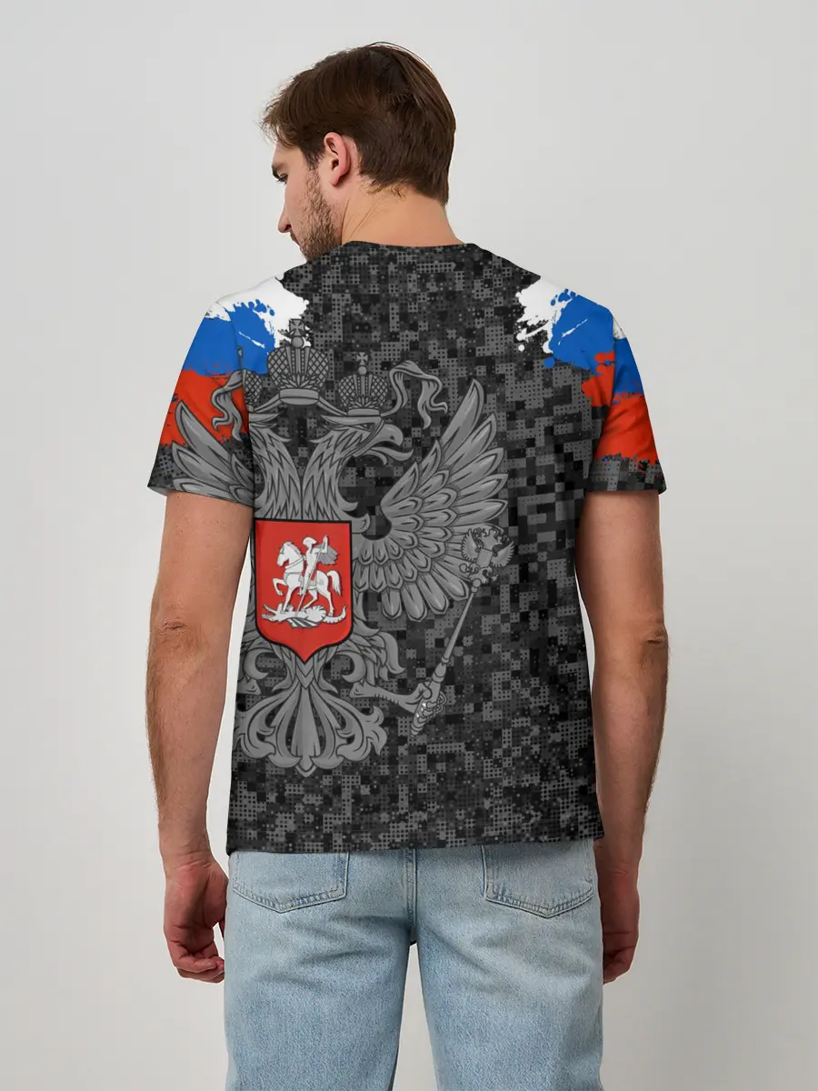 Мужская базовая футболка / Двуглавый орел. Камуфляж