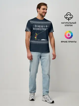 Мужская базовая футболка / Гринч Вязаный