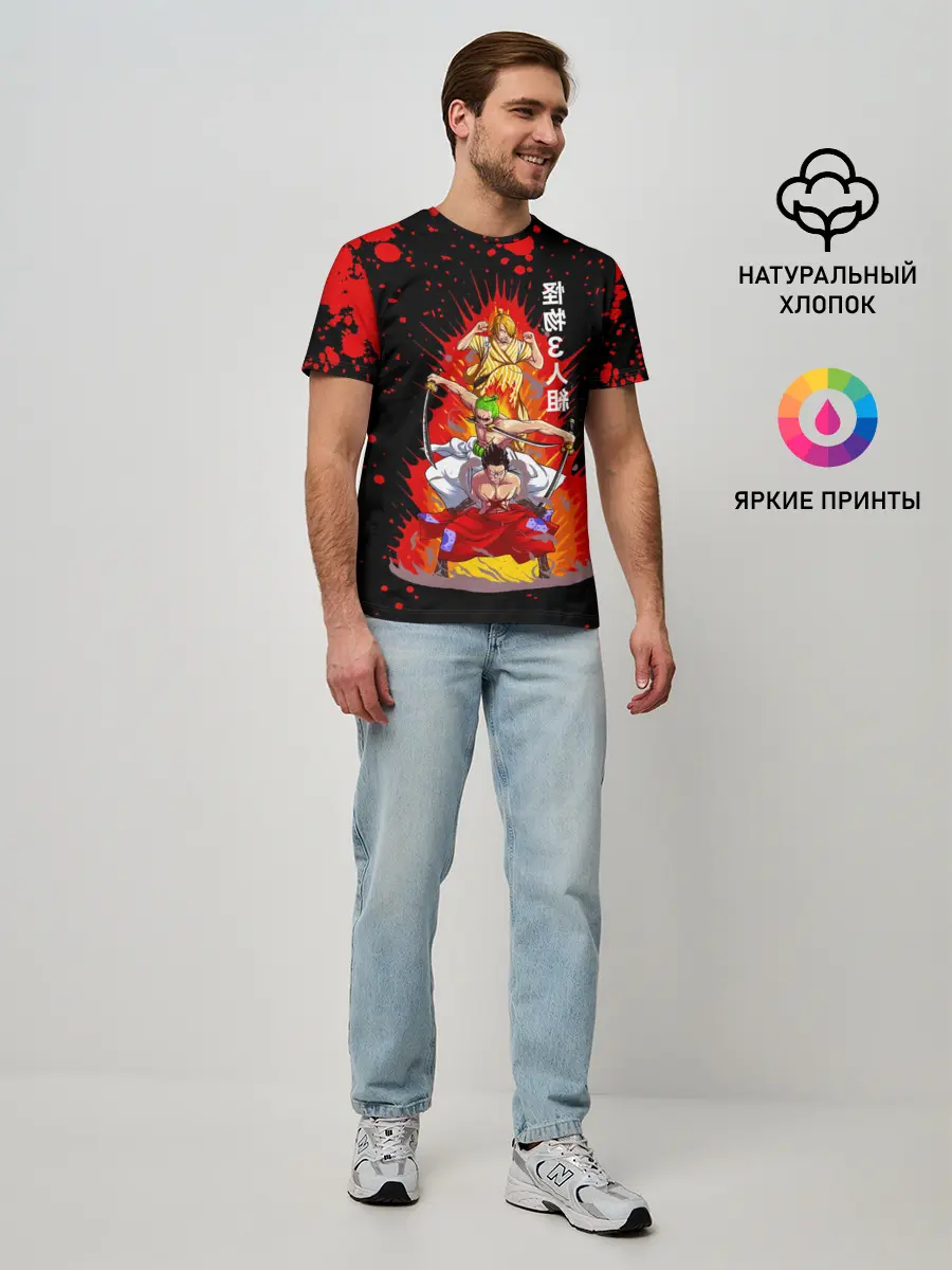 Мужская базовая футболка / Санджи, Зоро и Луффи One Piece
