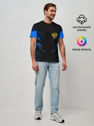 Мужская базовая футболка / Russia-sport collection BLUE