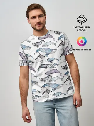 Мужская базовая футболка / киты паттерн