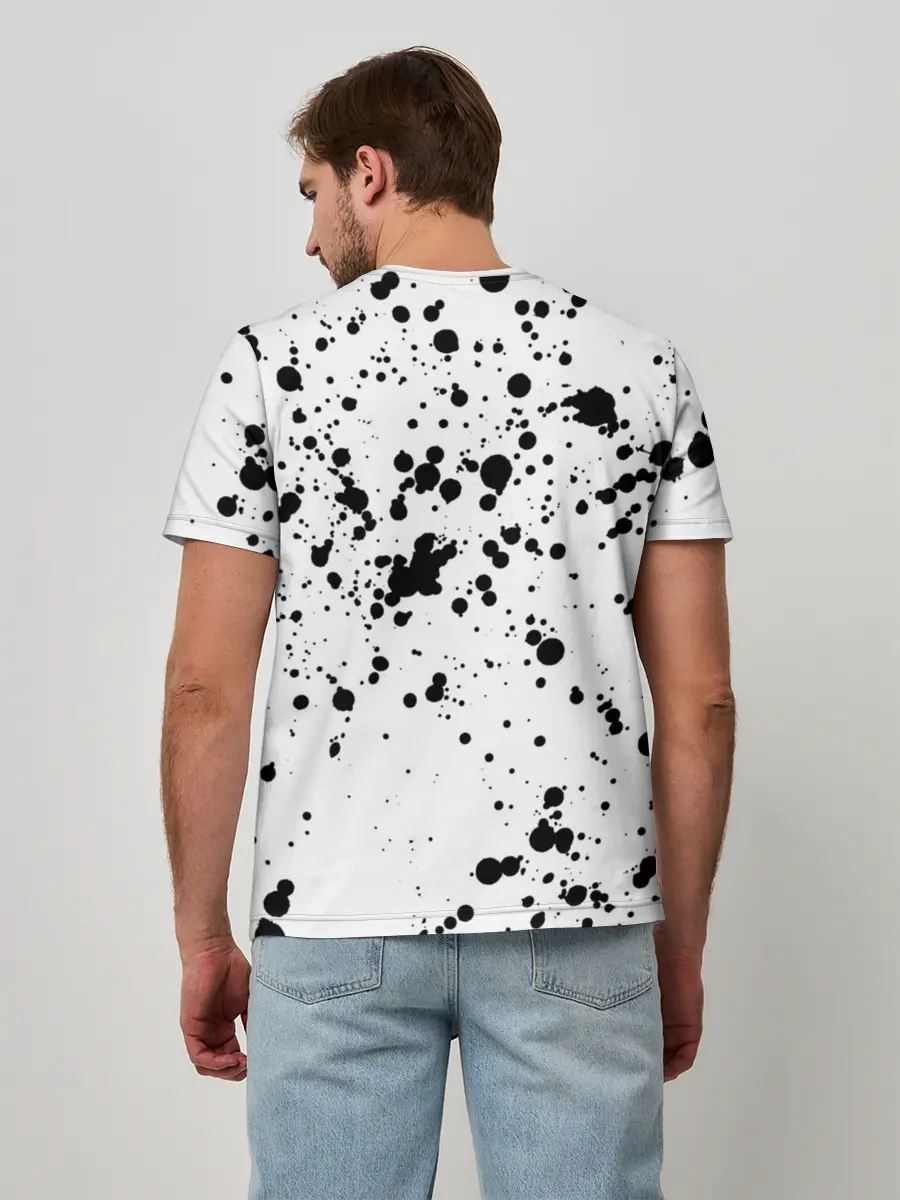 Мужская базовая футболка / Далматинец - брызги чёрными пятнами