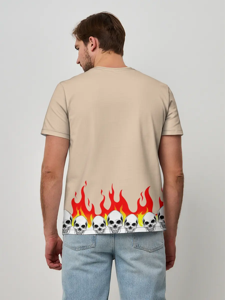 Мужская базовая футболка / Черепа в Огне