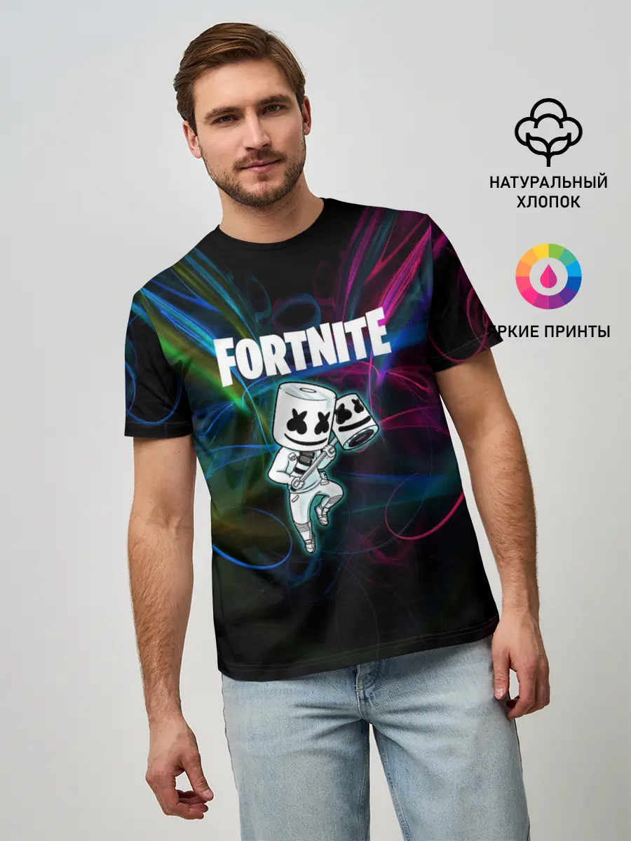 Мужская базовая футболка / Fortnite x Marshmallow.