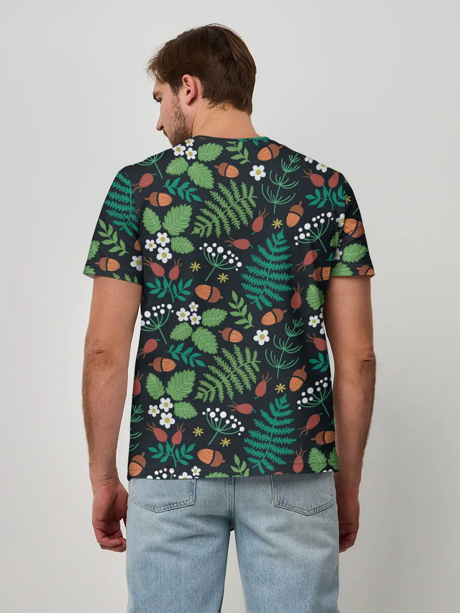 Мужская базовая футболка / Forest leaves