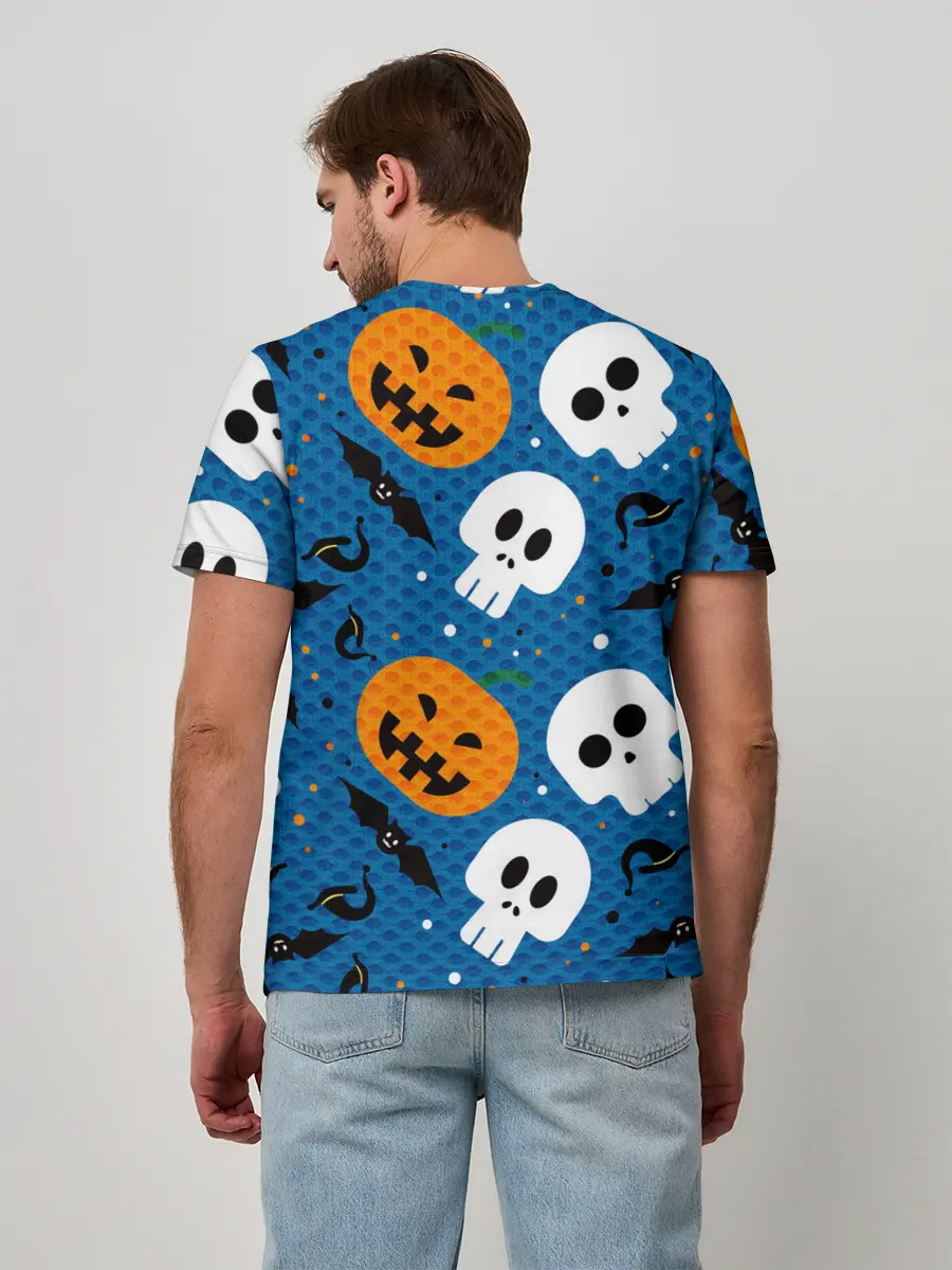 Мужская базовая футболка / ЧЕРЕПА И ТЫКВЫ | HALLOWEEN