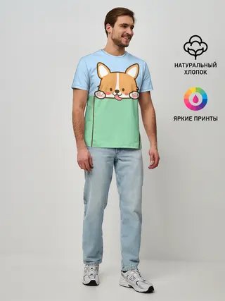 Мужская базовая футболка / Милый Корги