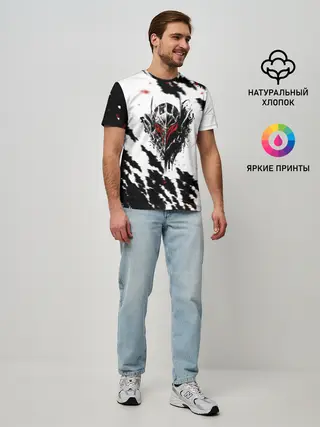 Мужская базовая футболка / Берсерк маска с красными глазами