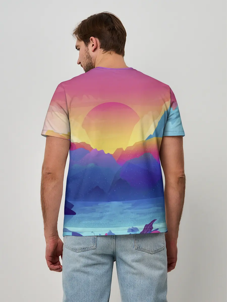 Мужская базовая футболка / Красочные Горы