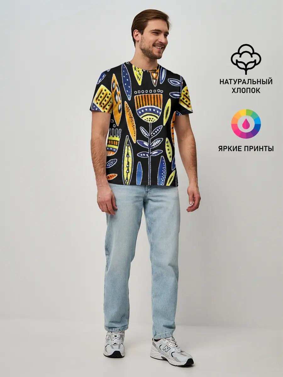 Мужская базовая футболка / цветы фараона