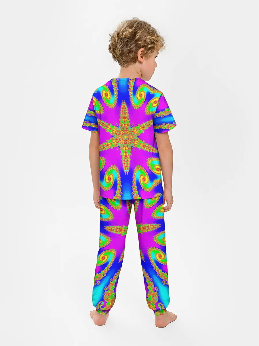 Детская пижама с брюками / Неоновый фрактал