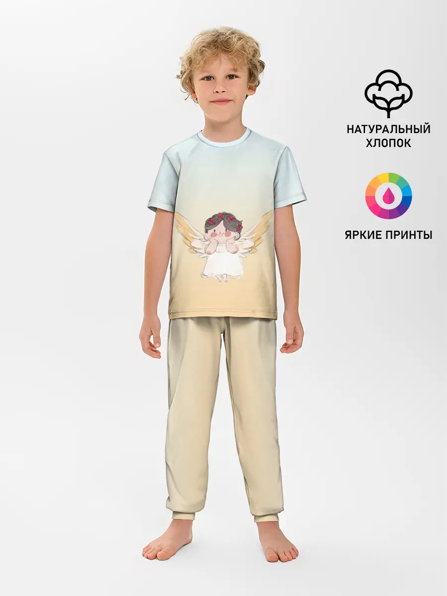 Детская пижама с брюками / акварельный ангелок