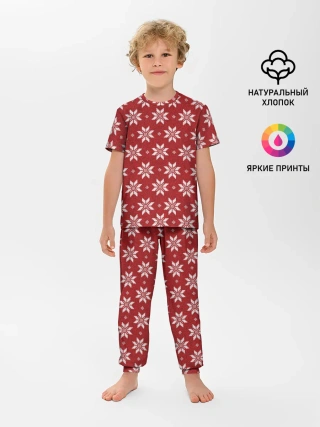 Детская пижама с брюками / Снежный орнамент