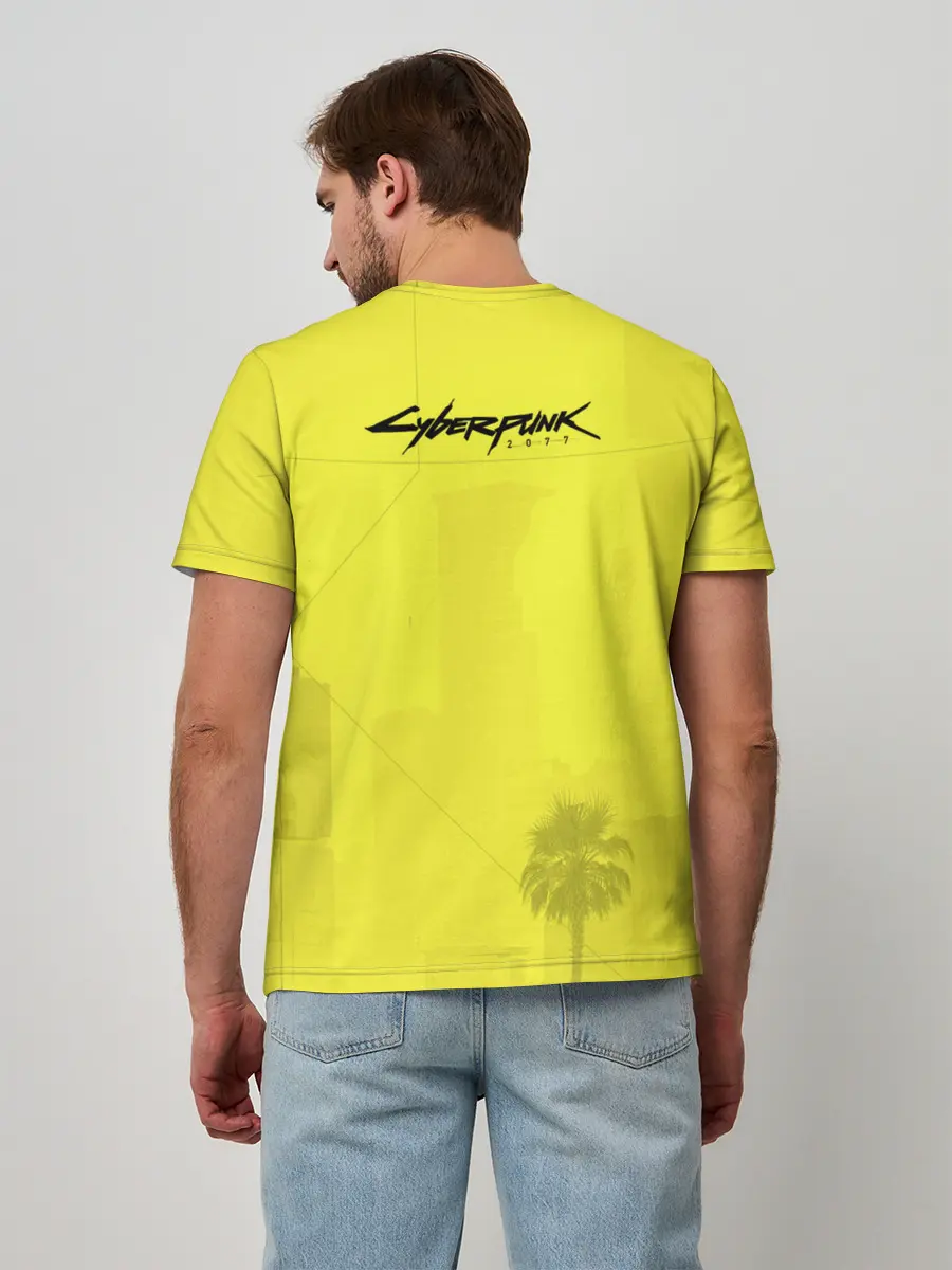 Мужская базовая футболка / Cyberpunk 2077 - Пальмы