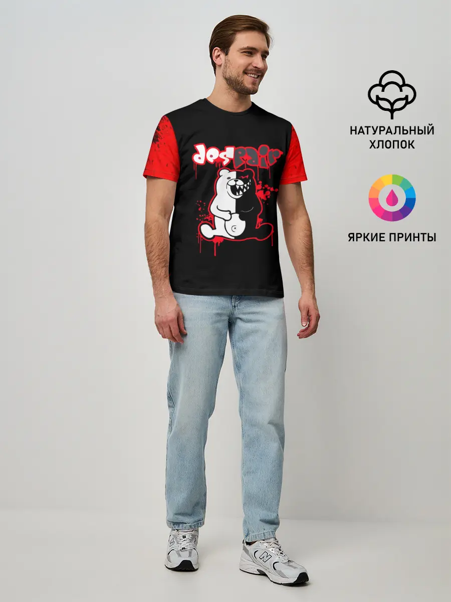 Мужская базовая футболка / monokuma красные потертости