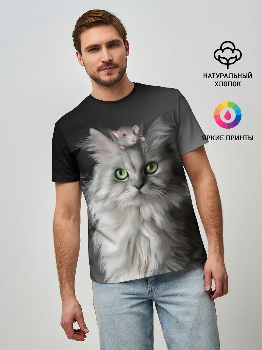 Мужская базовая футболка / Кот и мышка