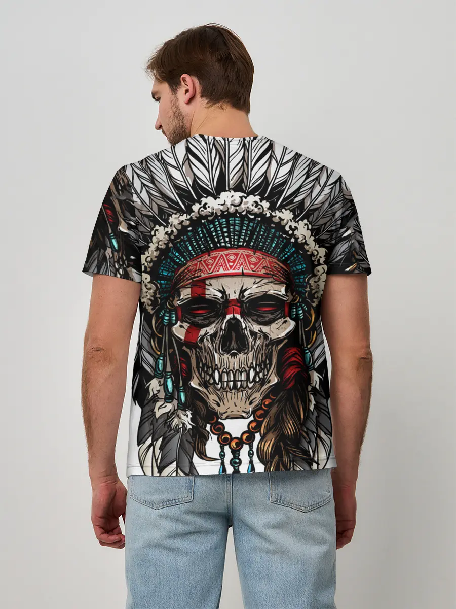 Мужская базовая футболка / Череп индейца