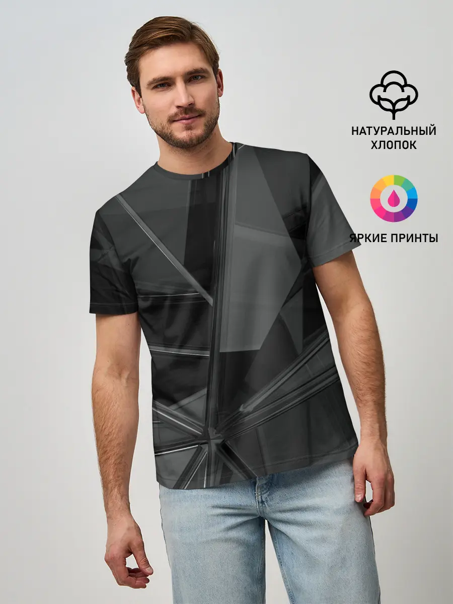 Мужская базовая футболка / Stone | Black