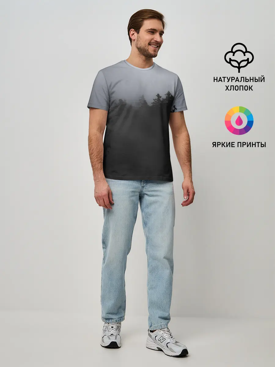 Мужская базовая футболка / Лес в дыму
