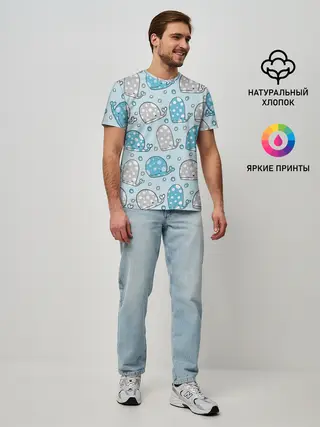 Мужская базовая футболка / Киты паттерн