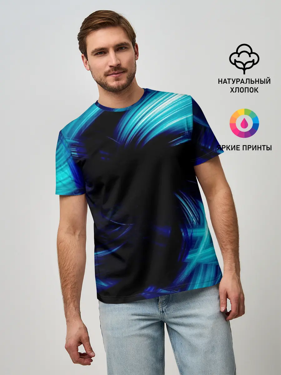 Мужская базовая футболка / Неоновый вихрь