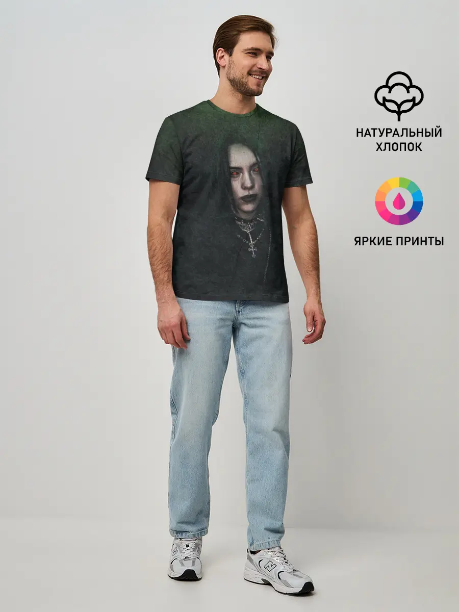 Мужская базовая футболка / Билли Айлиш демонический стиль