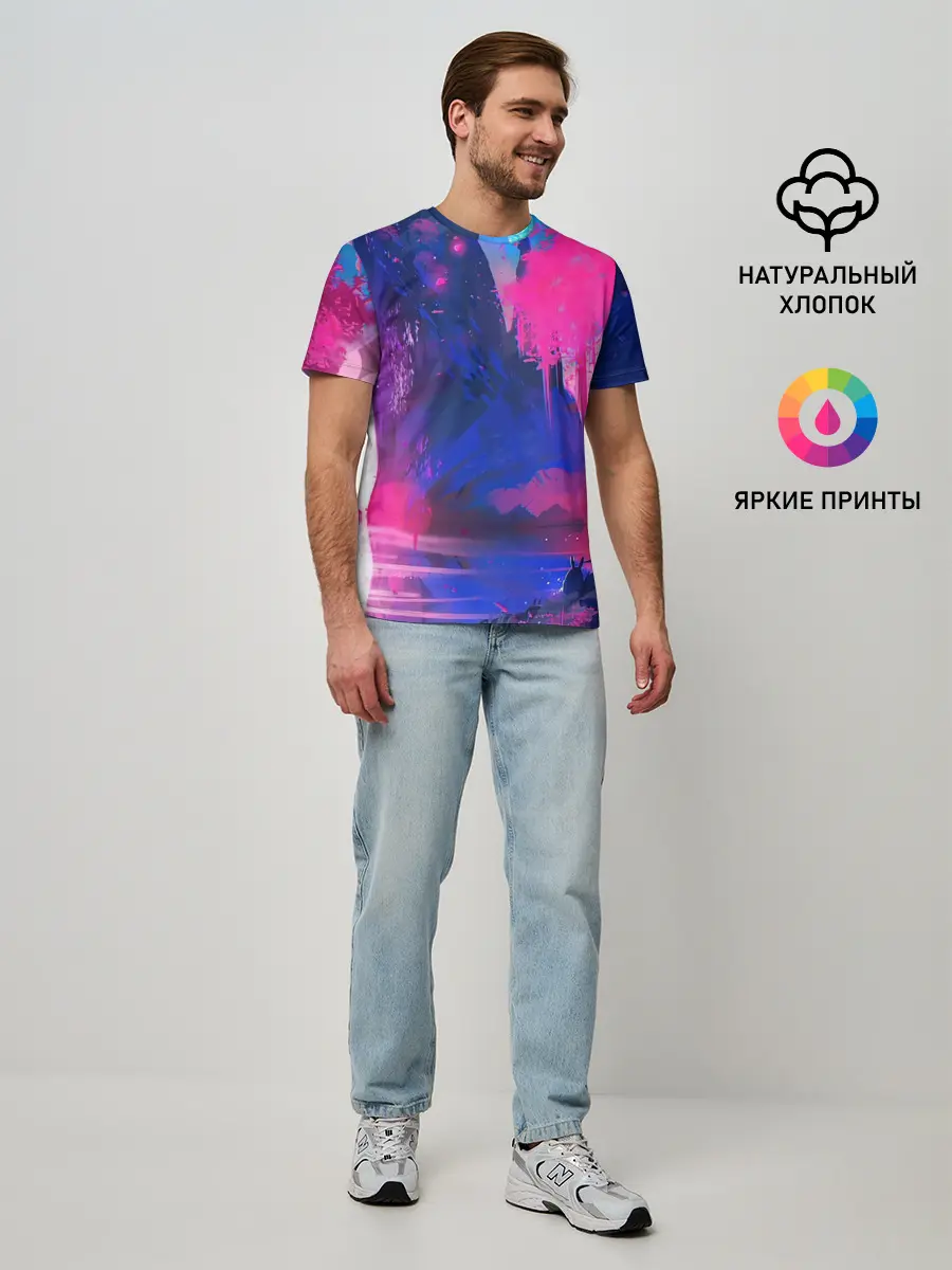 Мужская базовая футболка / Неоновые Краски