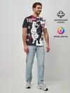 Мужская базовая футболка / monokuma с пупком и иероглифами