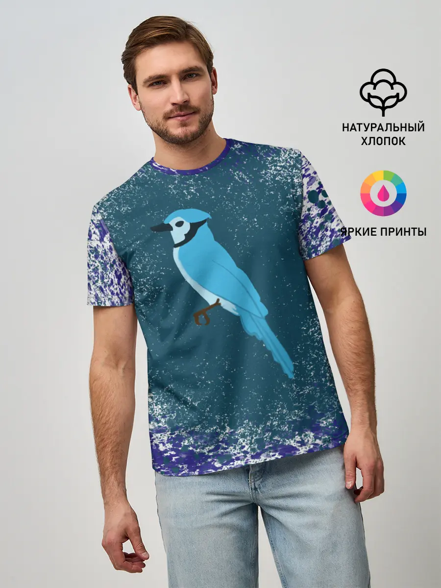 Мужская базовая футболка / Голубая сойка