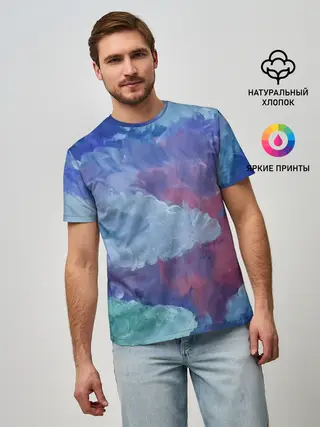 Мужская базовая футболка / Гуашевые облака