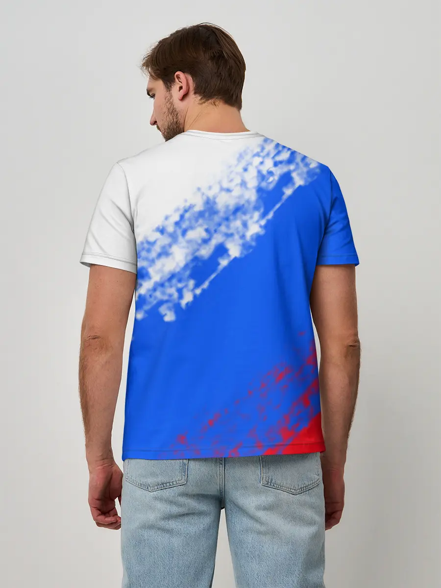 Мужская базовая футболка / Флаг РФ триколор